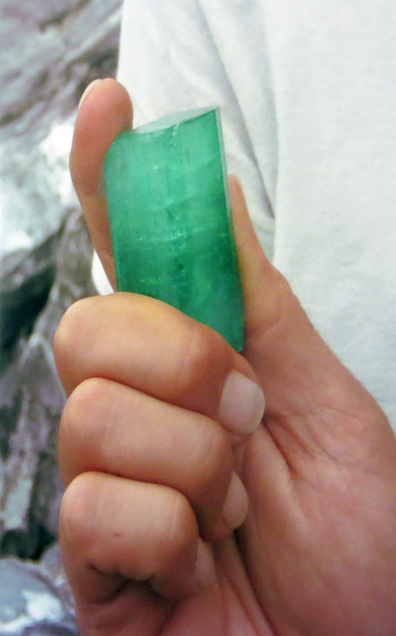 Close-up of emerald crystal from The Carolina Emerald, a Kimberley West Gemstone Mystery