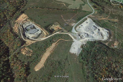 Overhead view of a North Carolina emerald mine, from The Carolina Emerald, a Kimberley West Gemstone Mystery.